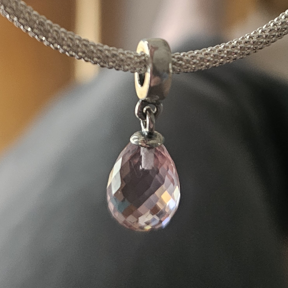SOLD Pink faceted crystal charm